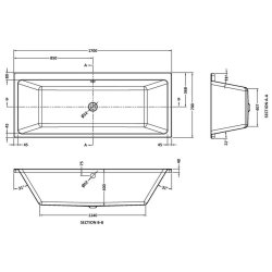 Nuie Thin Edge 1700 x 700mm Square Double Ended Bath