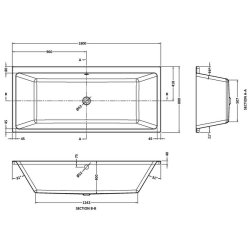 Nuie Thin Edge 1800 x 800mm Square Double Ended Bath