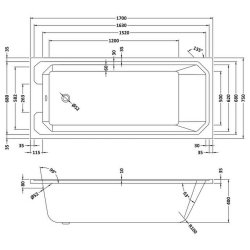 Nuie Ascott 1700 x 750mm Traditional Single Ended Bath