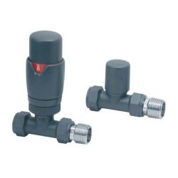 Scudo Designer Anthracite Straight Thermostatic Radiator Valves