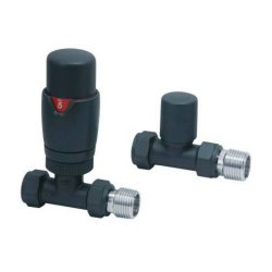 Scudo Designer Carbon Anthracite Straight Thermostatic Radiator Valves