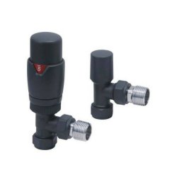 Scudo Designer Carbon Anthracite Angled Thermostatic Radiator Valves