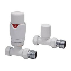 Scudo Designer White Straight Thermostatic Radiator Valves