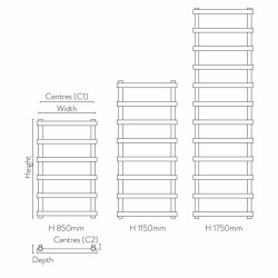 Scudo Izem Carbon Anthracite 1150 x 500mm Towel Radiator