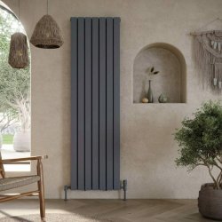 Scudo Bravo Anthracite 1600 x 408mm Vertical Single Designer Radiator