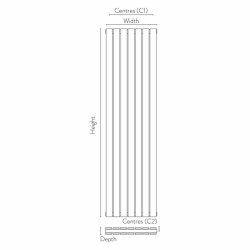 Scudo Bravo Anthracite 1600 x 476mm Vertical Double Designer Radiator