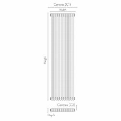 Scudo Anthracite 1800 x 335mm 2 Column Vertical Radiator