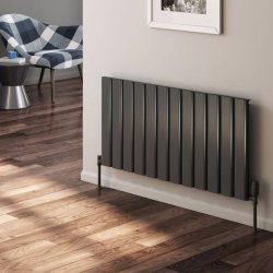 Reina Vicari Single Horizontal Anthracite Aluminium Radiator 600 x 800mm