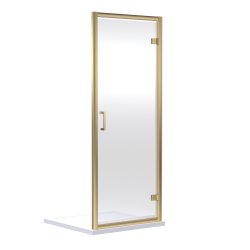 Nuie Rene 700mm Brushed Brass Framed Hinged Shower Door