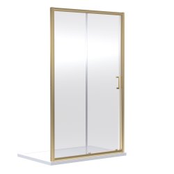 Nuie Rene 1000mm Brushed Brass Framed Single Sliding Shower Door