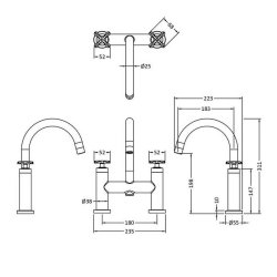 Nuie Aztec Brushed Brass Bath Filler