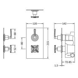 Nuie Aztec Chrome Thermostatic Twin Valve 