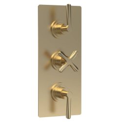 Nuie Aztec Brushed Brass Thermostatic Triple Valve