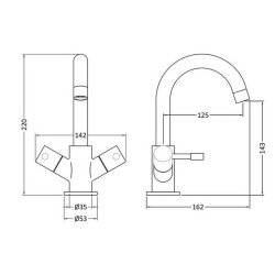 Nuie Series 2 Chrome Economy Mono Basin Mixer with Push Button Waste