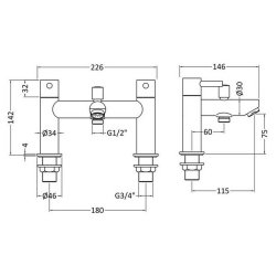 Nuie Series 2 Chrome Bath Shower Mixer