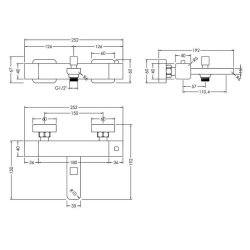 Nuie Windon Chrome Wall Mounted Thermostatic Bath Shower Mixer