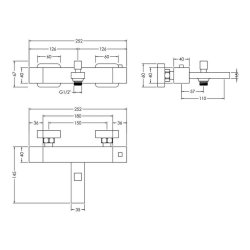 Nuie Sanford Chrome Wall Mounted Thermostatic Bath Shower Mixer