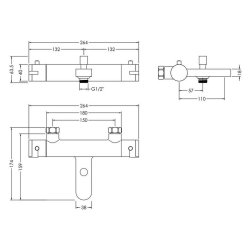 Nuie Binsey Chrome Wall Mounted Thermostatic Bath Shower Mixer