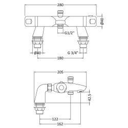 Nuie Reef Chrome Wall Mounted Thermostatic Bath Shower Mixer