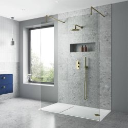 Nuie Brushed Brass 900mm Wetroom Panel