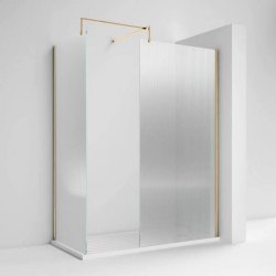 Nuie Brushed Brass 800mm Fluted Wetroom Panel