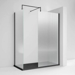 Nuie Black 900mm Fluted Wetroom Panel