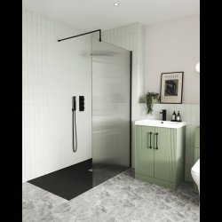 Nuie Black 900mm Fluted Wetroom Panel