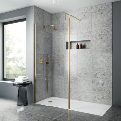 Nuie Brushed Brass 1200mm Outer Frame Wetroom Panel