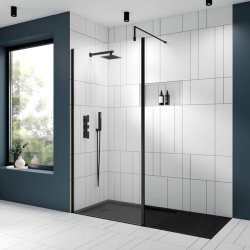 Nuie Black 1400mm Outer Frame Wetroom Panel