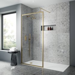 Nuie Brushed Brass 700mm Full Outer Frame Wetroom Panel