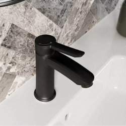 Bristan Apelo Black Eco Start Basin Mixer with Clicker Waste