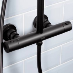 Bristan Buzz Black Thermostatic Bar Shower with Rigid Riser