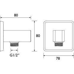 Bristan Contemporary Chrome Square Wall Outlet with Handset Holder Bracket