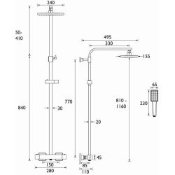 Bristan Craze Black Thermostatic Bar Mixer Shower with Rigid Riser