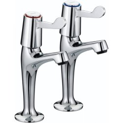 Bristan Value Chrome Lever High Neck Pillar Taps with 3 Inch Handles