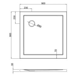 Britton Zamori 900 x 900mm Square Shower Tray