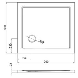 Britton Zamori 900 x 800mm Rectangular Shower Tray