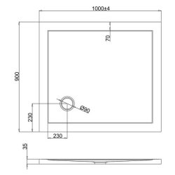 Britton Zamori 1000 x 900mm Rectangular Shower Tray