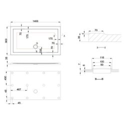 Britton Zamori 1400 x 900mm Rectangular Anti Slip Shower Tray