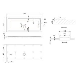 Britton Zamori 1700 x 700mm Rectangular Anti Slip Shower Tray