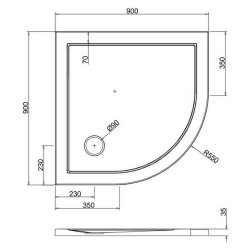 Britton Zamori 900 x 900mm Quadrant Shower Tray