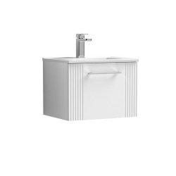 Nuie Deco White 500mm Wall Hung 1 Drawer Vanity Unit