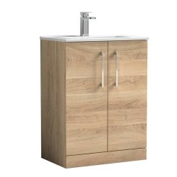 Nuie Arno Bleached Oak 600mm Floor Standing 2 Door Vanity Unit