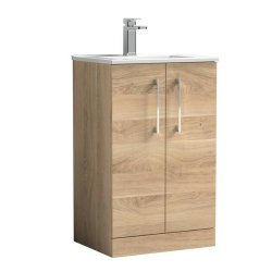 Nuie Arno Bleached Oak 500mm Floor Standing 2 Door Vanity Unit