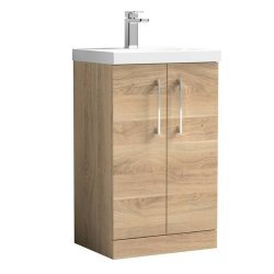 Nuie Arno Bleached Oak 500mm Floor Standing 2 Door Vanity Unit