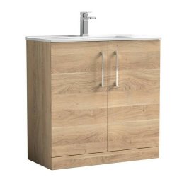 Nuie Arno Bleached Oak 800mm Floor Standing 2 Door Vanity Unit