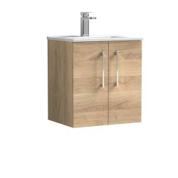 Nuie Arno Bleached Oak 500mm Wall Hung 2 Door Vanity Unit (ARN3021A)