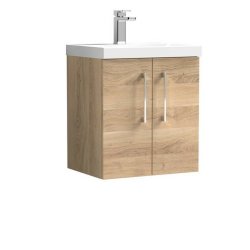 Nuie Arno Bleached Oak 500mm Wall Hung 2 Door Vanity Unit