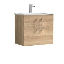 Nuie Arno Bleached Oak 600mm Wall Hung 2 Door Vanity Unit (ARN3023A)