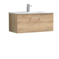 Nuie Arno Bleached Oak 800mm Wall Hung 1 Drawer Vanity Unit